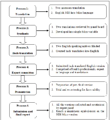 Figure 1: Processes of linguistic translation and  cultural adaptation. 