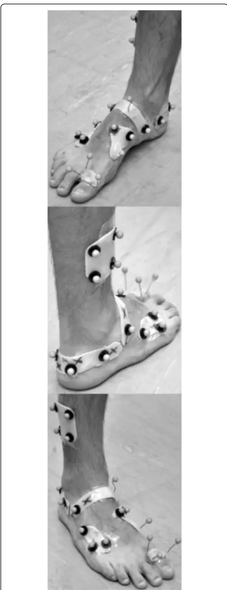 Fig. 2 Marker placement and orientation of the foot for staticreference trial