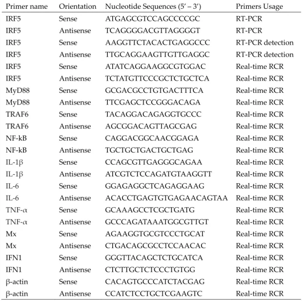 Table 1. Oligonucleotide primers used to amplify the genes in the M. grouper. 
