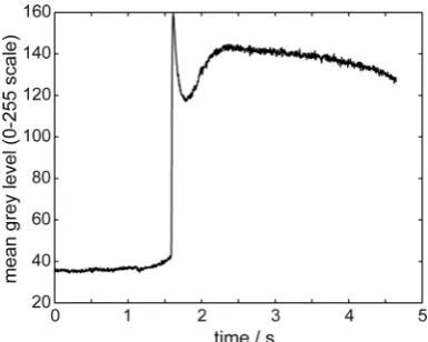 Fig. 4 Spot brightness (sample undercooled by ∆T = 40 K) showing double recalescence. 