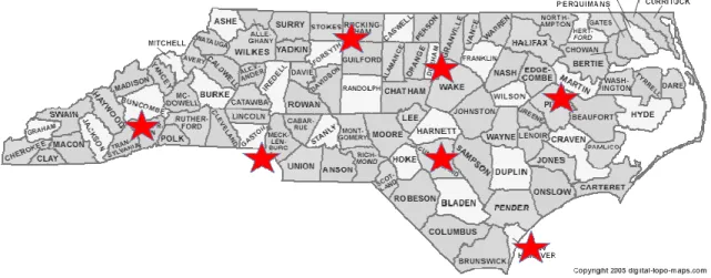 Figure 2.  RRT Locations in North Carolina. 