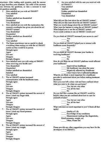 Figure 1. Acceptability questionnaire.                                                                         