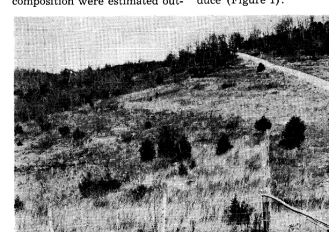 FIGURE 1. Caney Tower Exclosure 4 years after fencing. Herbage production inside is about 2,800 pounds (oven-dry) per acre and only about 400 pounds per acre outside