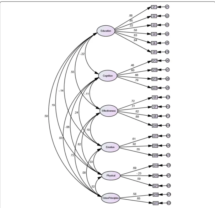 Figure 1 Path diagram for the 22-item Patient Perception Measure - Osteopathy.