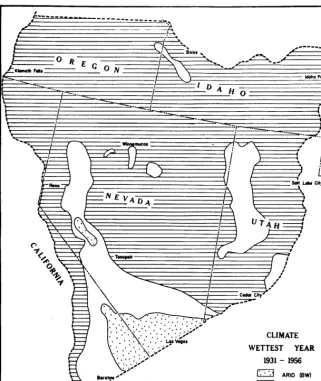FIGURE 5. Climate of the Wettest Year for the Great Basin, 1931-1956, according to the Koppen system of climatic classification