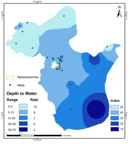 Figure 3. Depth to ground water range, rating and index map.                    