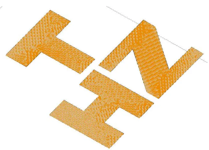 Figure 3. The continuous target with the shapes of capital letters ’T’, ’H’ and ’Z’ used in the simulation.