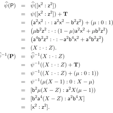 Table 4: Conversions from Kummer line to Legendre form elliptic curves and vice versa