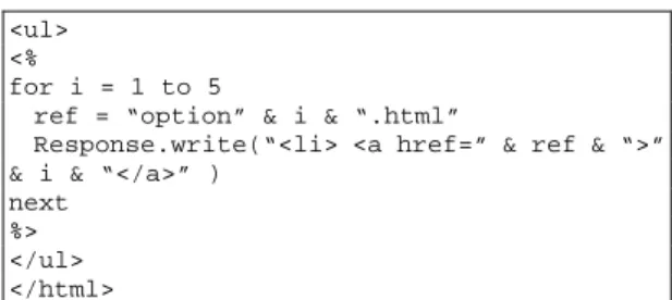 Figure 4. A sample .ASP file which needs dynamic  analysis on the Web server 