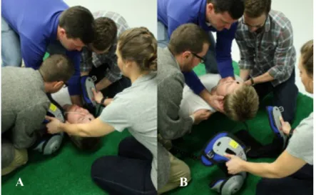 Figure 4.3. Elevated torso removal technique. A. Switch inline stabilization; B. Elevate 
