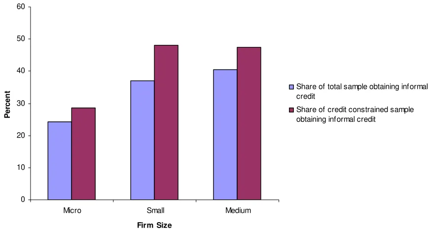 FIGURE 4: SHARE OF SMES OBTAINING CREDIT FROM INFORMAL SOURCES BY FIRM SIZE 