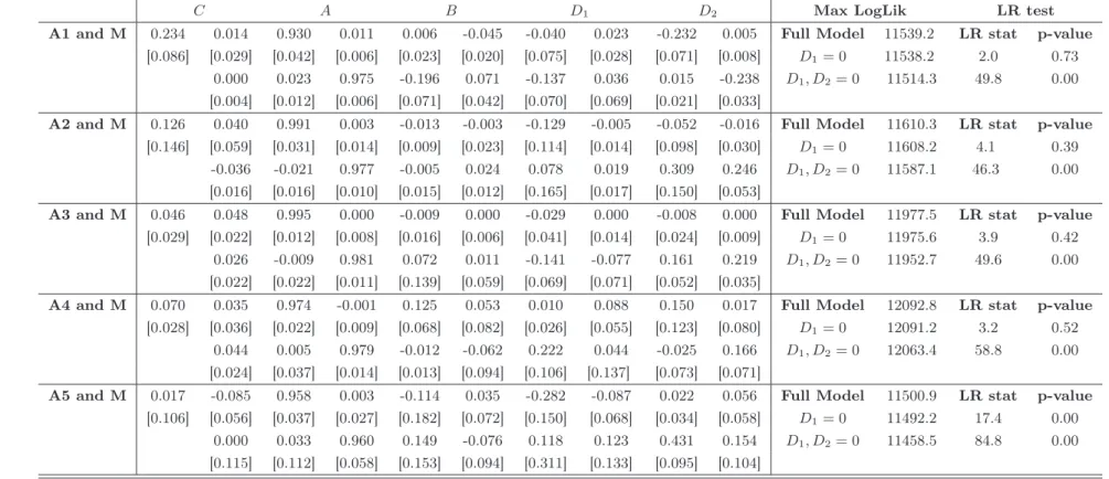 Table 2.5: Asymmetric Covariance