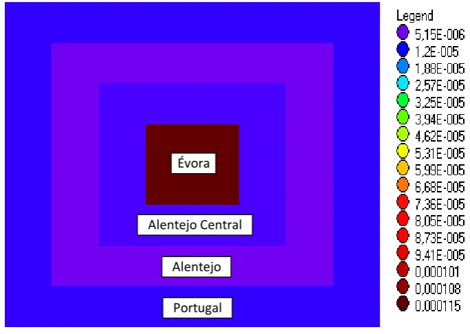 Figure 2: The spatial diffusion of knowledge by the University of Évora 