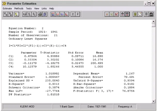 Figure 15.   Estimated Net Investment Equation 