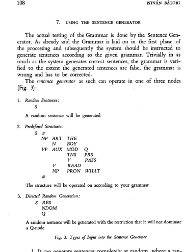 Fig. 3. Types of Input into the Sentence Generator 
