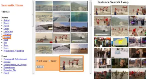 Fig. 6 Screenshot of the JRS video browser. The main com-ponent is the light table view on the right, indicating clustersby the background color