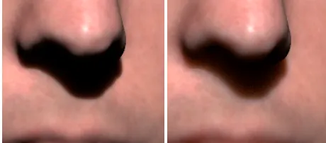 Figure 12: Synthetic images with minimum (left) and maximum(right) translucency values.
