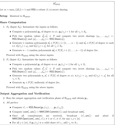 Figure 17: Protocol ΠℓMPSI for threshold set intersection in the FOLE-hybrid model.