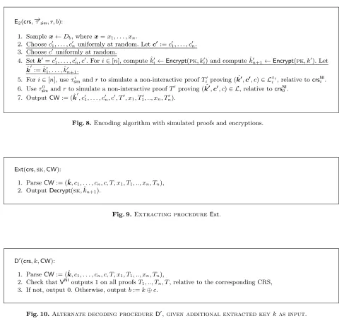 Fig. 10. Alternate decoding procedure D′, given additional extracted key k as input.