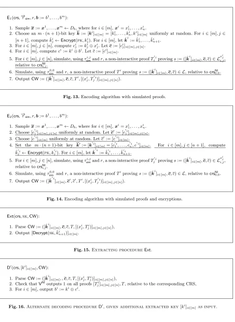 Fig. 16. Alternate decoding procedure D′, given additional extracted key [ki]i∈[m] as input.