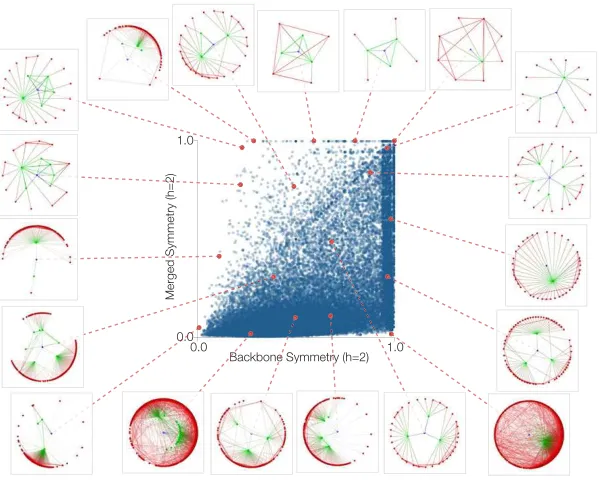 FIG. 9: Symmetries of the patterns for the airport network for h = 2.