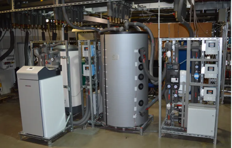 Figure 2. The 3 modules and the heat pump installation in the lab