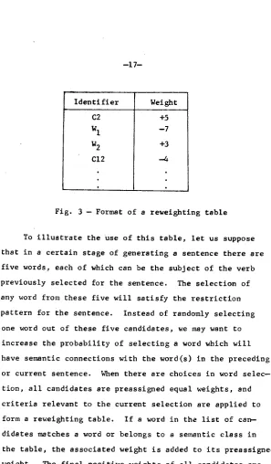 Fig. 3 -- Format of a reweighting table 
