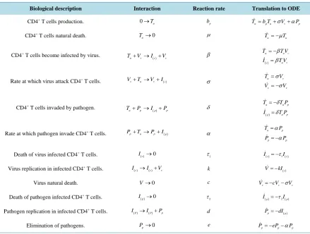 Table 1. Biological description of HIV—pathogenic infection model.                                                