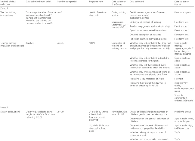 Table 2 Details of data collected and analysed to assess and understand fidelity of intervention delivery