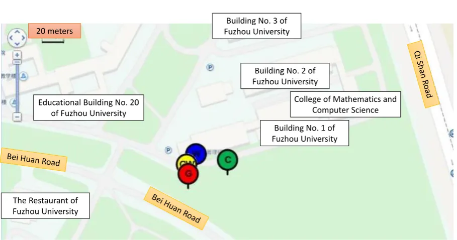 Figure 9. The estimated locations by the proposed mobile positioning method with different mobile networks 