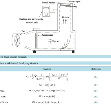 Figure 1. Convective dryer used in research.                                                                   