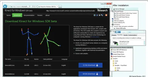 Figure 2 Microsoft Kinect for Windows SDK beta (non-commercial, June 2011 release).