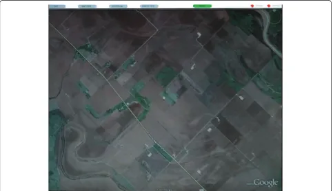 Figure 4 Screenshot of Google Earth with Kinoogle’s menu bar at the top of the screen.