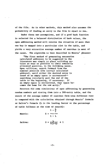 table to the beginning, if necessary. searching circularly past the end of the an empty space is encountered, space be- 