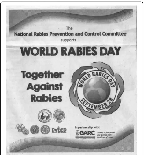 Fig. 5 Example of World Rabies Day print advertisement in a nationalnewspaper (photo credit: Global Alliance for Rabies Control)