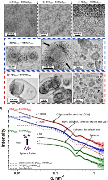 Figure 7. Representative TEM images obtained for the various PEGfor the RAFT dispersion polymerization of HPMA at 20% w/w solids
