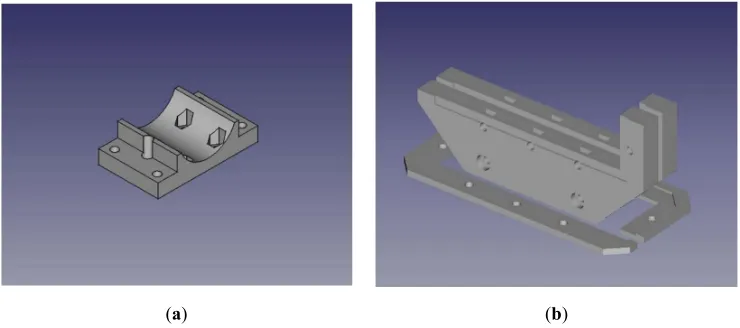 Figure 3. (a) The spindle mount model. (b) The board holder model. 