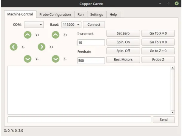 Figure 4. The machine control interface of Copper Carve. 