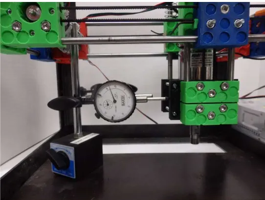 Figure 7. Setup of dial indicator for measuring backlash on X-axis 