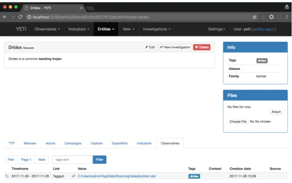 Figure 2.2: Example of Yeti malware object [CM16]