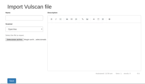 Figure 3.2: Yeti Import Vulscan file screen