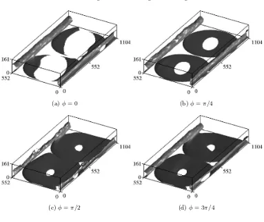 Figure 8: Disc-ﬂow visualisations of, π/2, 3π/4. The disc tip velocity at each phase is shown in ﬁgure 5 (right)