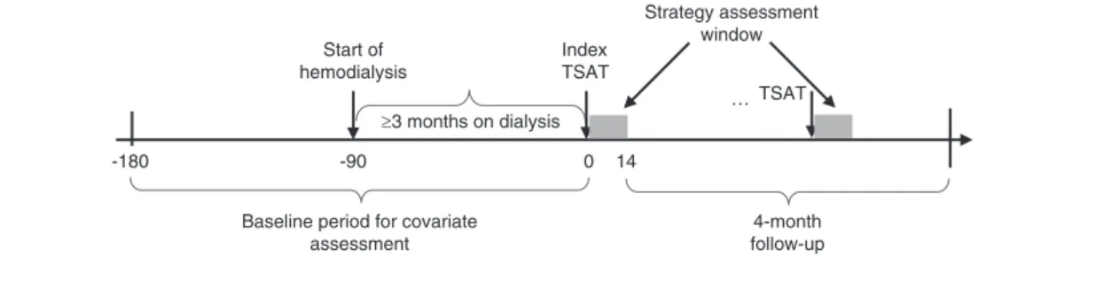 Figure 1. | Study design for assessing the effect of initiating and staying on a particular dynamic IV iron administration strategy