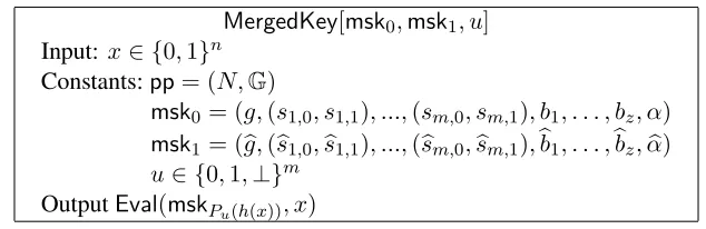 Figure 2: Description of Program Me r ge d K e y [ m s k 0 , m s k 1 , u ]