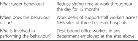 Table 2 Step 3 – Specification of the target behaviour