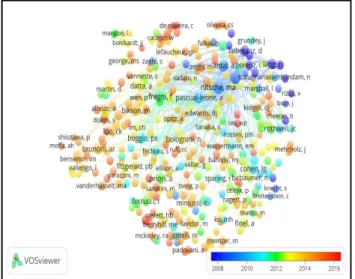 Figure 8: Bibliographic coupling of authors that  publish papers in transcrinal direct current 