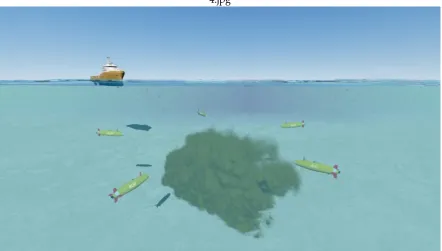 Figure 3. AUVs detecting and tracking the plume