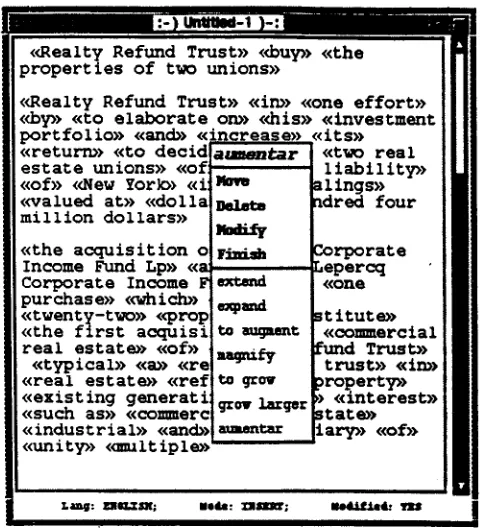 Figure 9: The TWS CMAT editor (main menu) 
