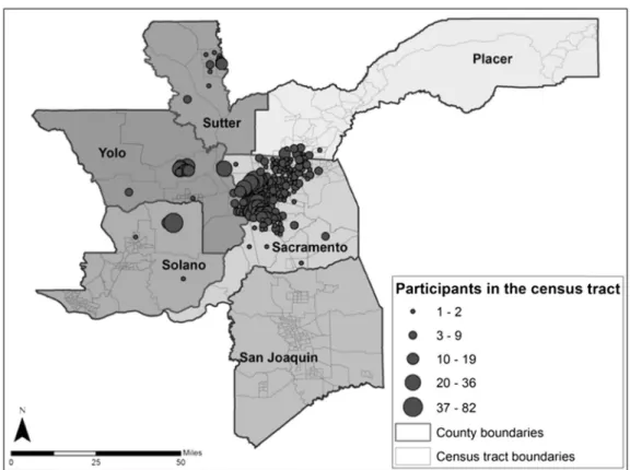 Fig. 2. Spanish language use by census tract in the Sacramento Area Latino Study on Aging (U.S