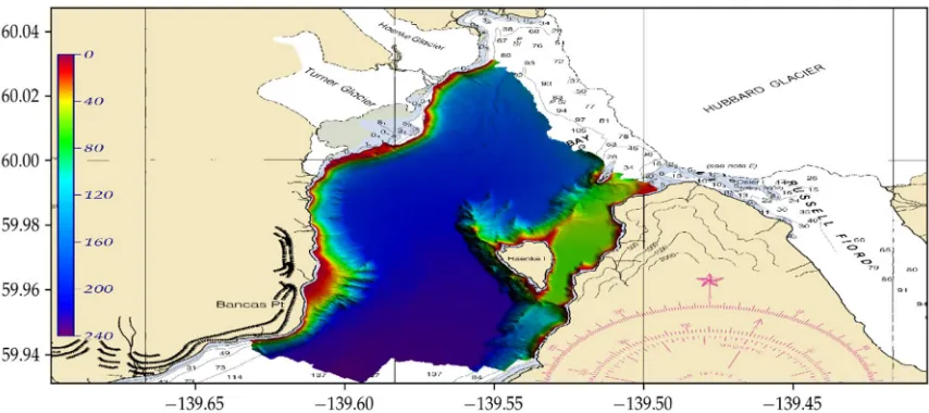 Figure 9. Bathymetric model generated using the data collected by the NOAA H12990 survey
